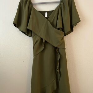 Chic Asymmetrical Olive Dress